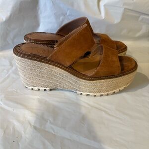 SAM EDELMAN Luca  Leather Wedge Platform Jute Sandals Womens Size 9.5